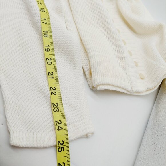 Adrian Delafield Sweater Size Large Beaded Knit Cream Faux Tank Pearl Buttons - Picture 7 of 9